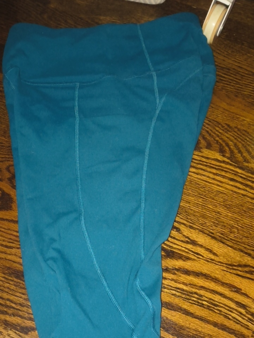 Teal Athletic Leggings with Contrast Stitching